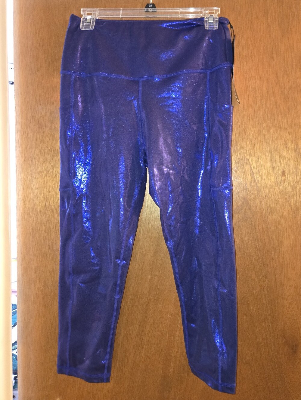 NWT Love Her Metallic Blue Leggings Large